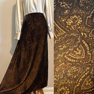 Ralph Lauren Paisley Print Velvet Maxi Skirt
